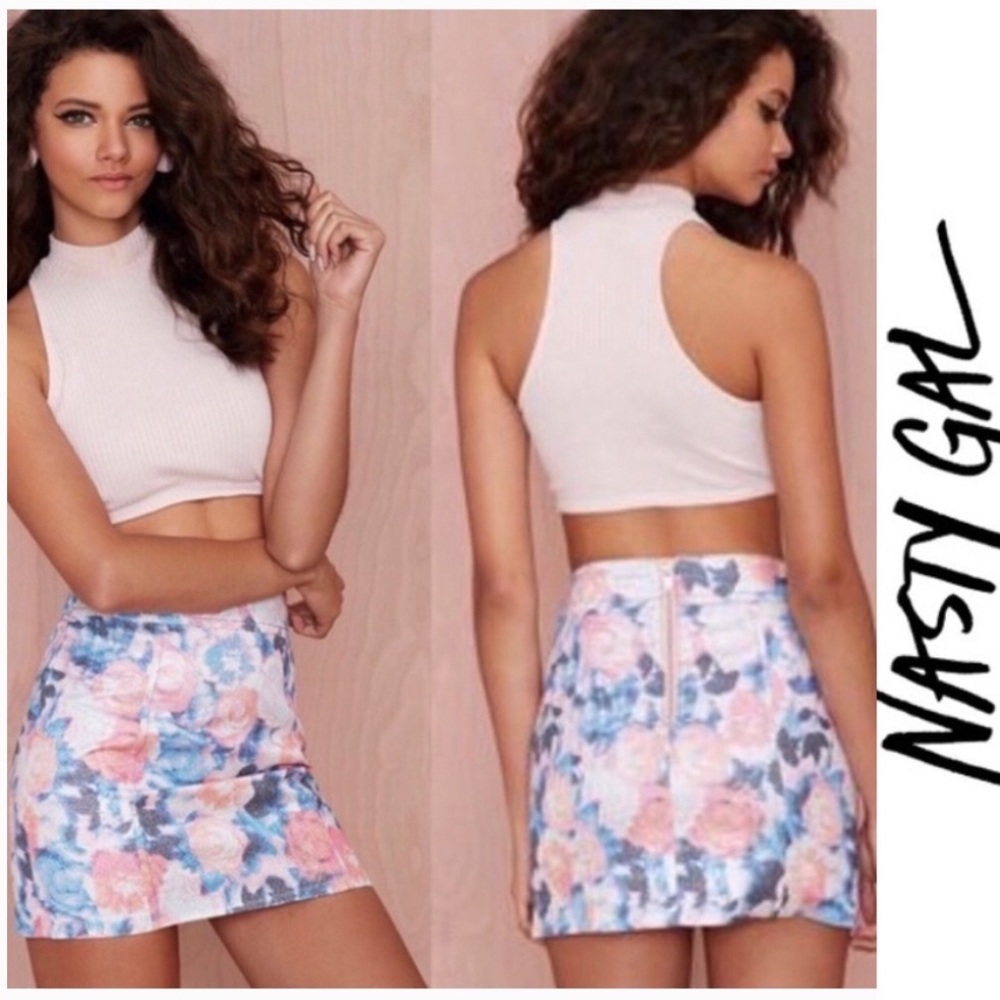 Nasty Gal Go With The Floral Shine Skirt Size Medium M